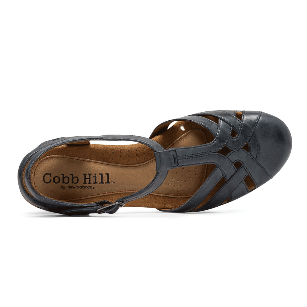 Rockport Womens Cobb Hill Aubrey T-Strap - Sandals Navy - IGK641523